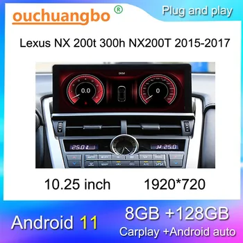 Ouchuangbo radijas stereo 10.25 colių NX 200t 300h NX200T F-sporto 2015-2017 android 11 gps navigacijos, multimedijos mokėtojas