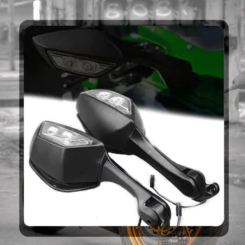 Už KAWASAKI Ninja ZX10R ZX-10R ZX 10R 2011-2015 m. Motociklo Sulankstomas Veidrodėliai LED posūkių Žibintas Signalus išoriniai galinio vaizdo Veidrodžiai