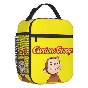 Curious George Resuable Pietūs Dėžės Moterų Daugiafunkcį Beždžionė Šilumos Aušintuvas Maisto Izoliuoti Pietūs Maišą, Vaikai Mokykloje Vaikai