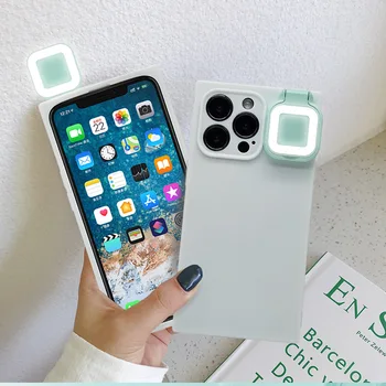 LED Selfie Žiedas Šviesos Telefono dėklas skirtas iPhone 11/12/13/14 Pro Max - Priekiniai ir Atgal Apšviestas Grožio, Šviesos, Žibintuvėlis Dangtis