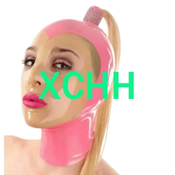 Natūralaus Latekso Seksuali Moteris visa galva latekso gumos kaukė gaubtai (traukos spintos) su perukai fetišas cosplay kaukė Atgal Užtrauktuką Klubas Dėvėti