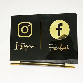 Custom Instagram Facebook Stalo Pasirašyti Asmeninį Veidrodis Aukso Akrilo Pjovimas Lazeriu Instagram Ženklas