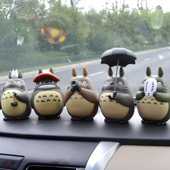 12cm Automobilio Salono Ornamentu Anime Mielas Totoro Pvc Veiksmų Skaičius, Modelio Auto Animacinių filmų Beveidis Žmogus Dekoro Aksesuarai Dovanos, Žaislai