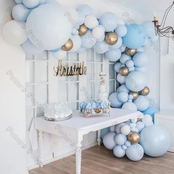 103pcs Macaron Mėlynas Balionas Arch Gimtadienio Apdailos Vaikams Berniukas Baby Shower Vestuvių 