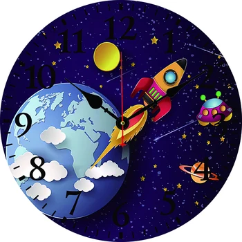 Kosminės Planetos Raketų Sieninis Laikrodis Modernaus Dizaino Svetainė, Miegamojo, Biuro Apdailos Virtuvės Laikrodis Meno Siena Žiūrėti Namų Dekoro