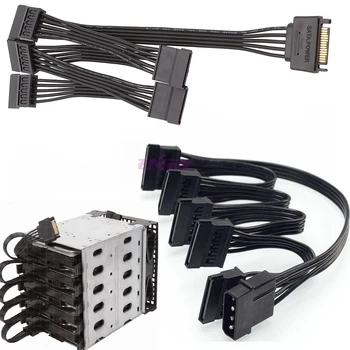 100vnt PC Serverio 4pin 4 pin IDE Molex 1 iki 5 SATA 15 pin Adapter PCI-E Express Stove Kortelės Splitter Maitinimo Kabelis Laido HDD SSD