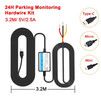 Automobilių Elektronikos Priedai 24H Stovėjimo Stebėsenos Brūkšnys CamHardwire Rinkinys, skirtas Mažo Tūrio Apsauga Mini/Mikro/Tipas-c USB Prievado 5V2.5A